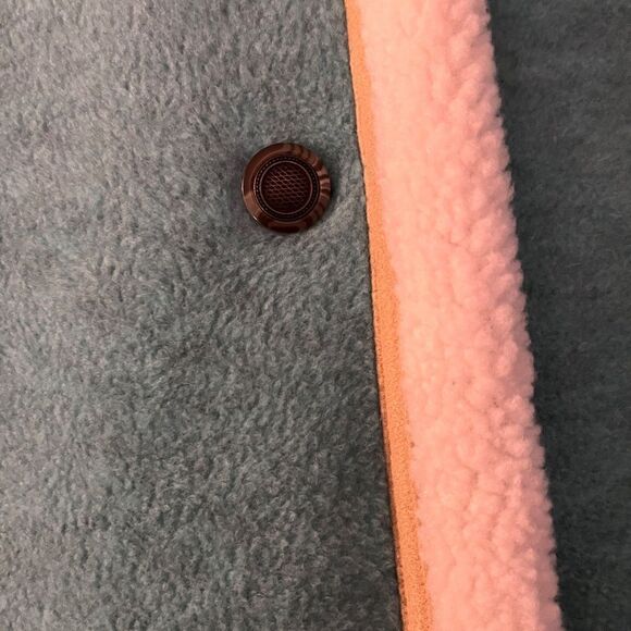 NEW Denim & Company Large Winter Coat Jacket 2 Pockets Fuzzy Button Turquose - Picture 6 of 15